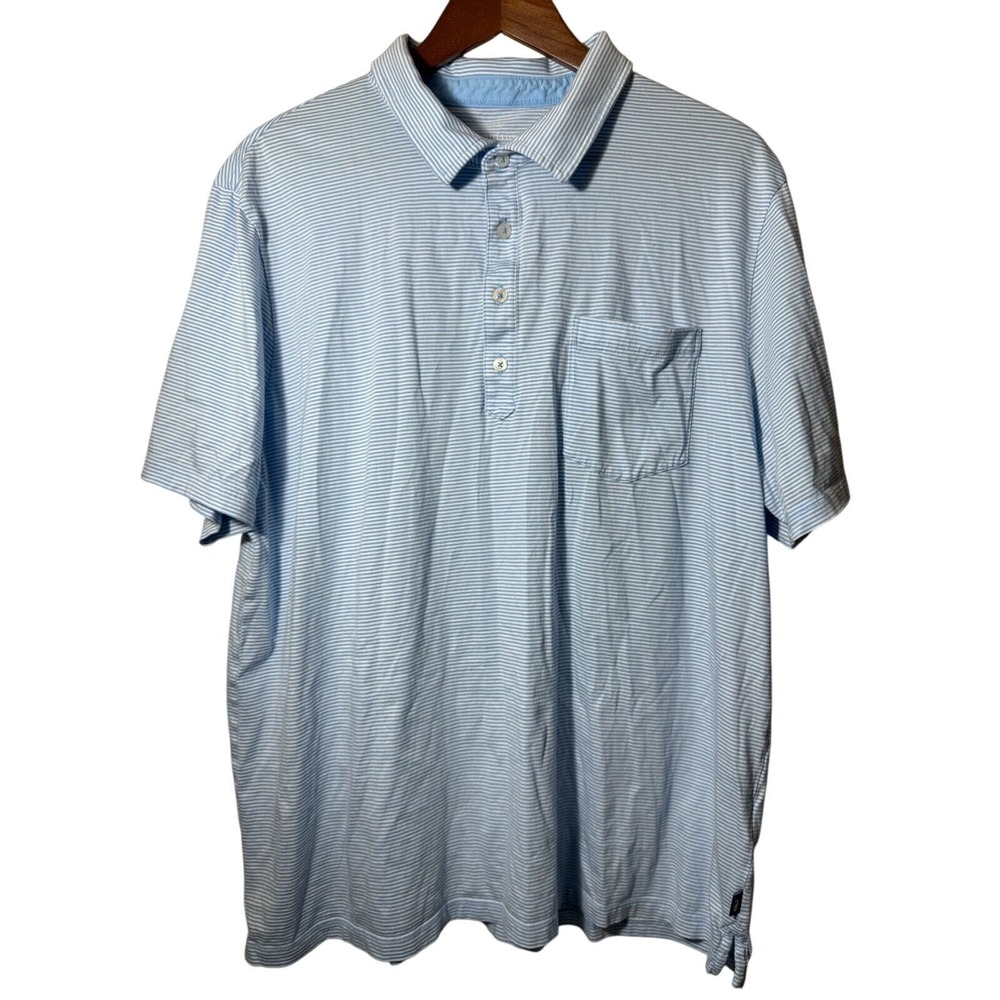 Vineyard Vines‎ Island Polo Mens XL Blue White Striped Pima Cotton 1G010371